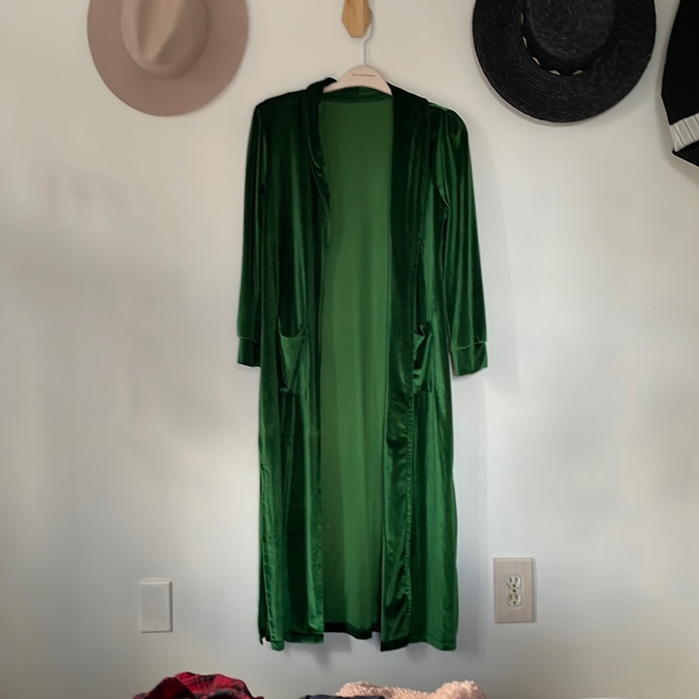 Emerald Green Velvet Duster Robe